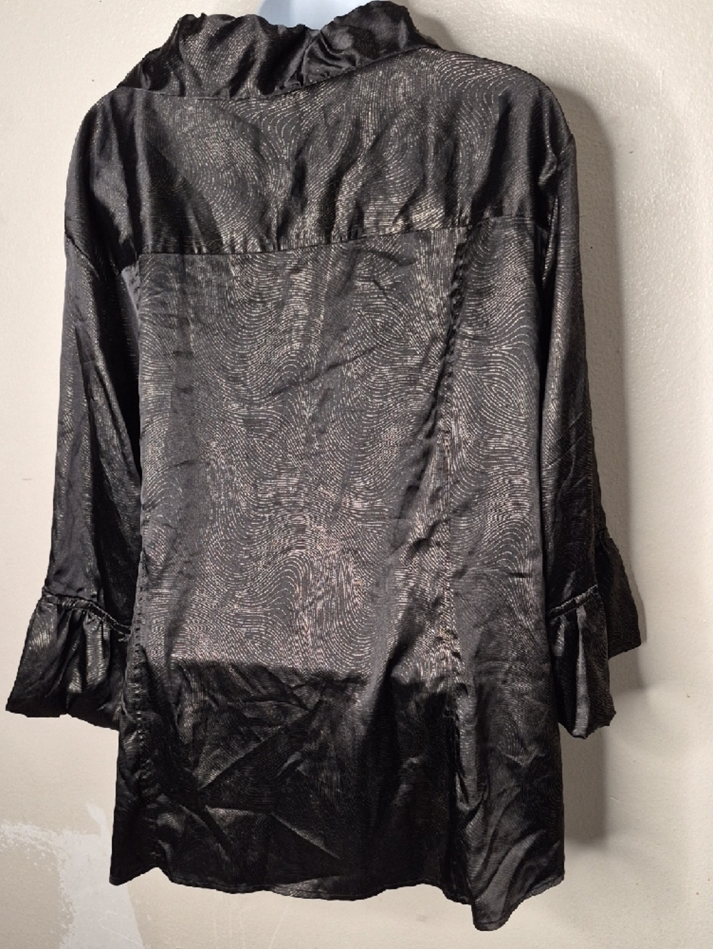 97% Polyester Button-Front Blouse in Black - Picture 8 of 13